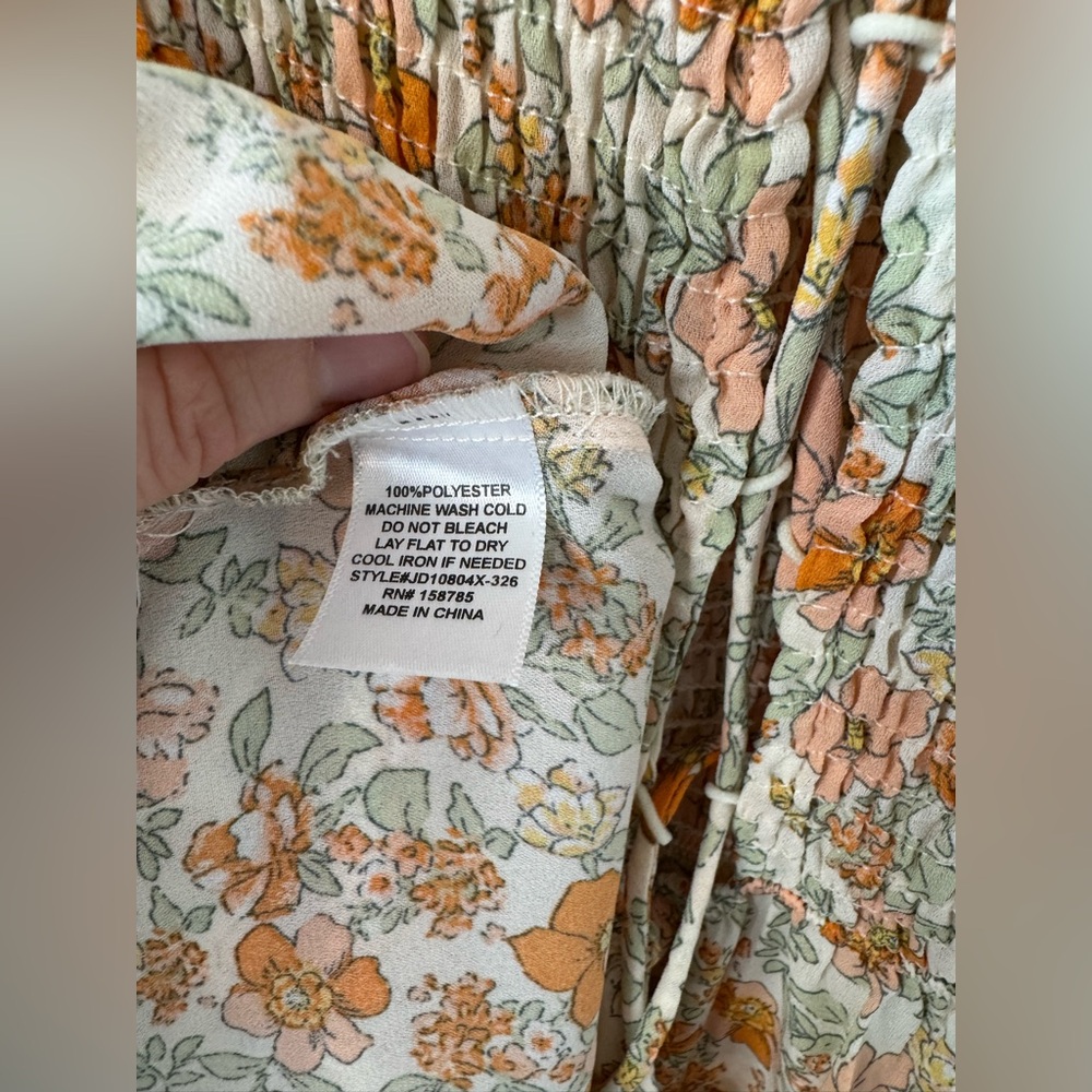 Floral Maxi Dress, Size 2X, Orange,Cream, & Green - Picture 8 of 10